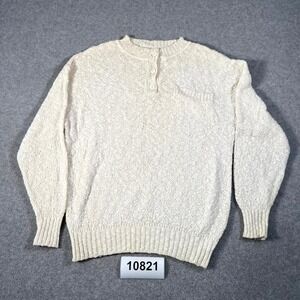 Dash Henley Sweater Mens XL Beige Tight Knit Ribbed Trim Henley Neck Winter Wear
